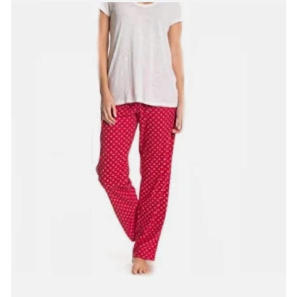 Calvin Klein Soft Carousel Fleece Logo Red White Size S Bottom Pants Pajamas